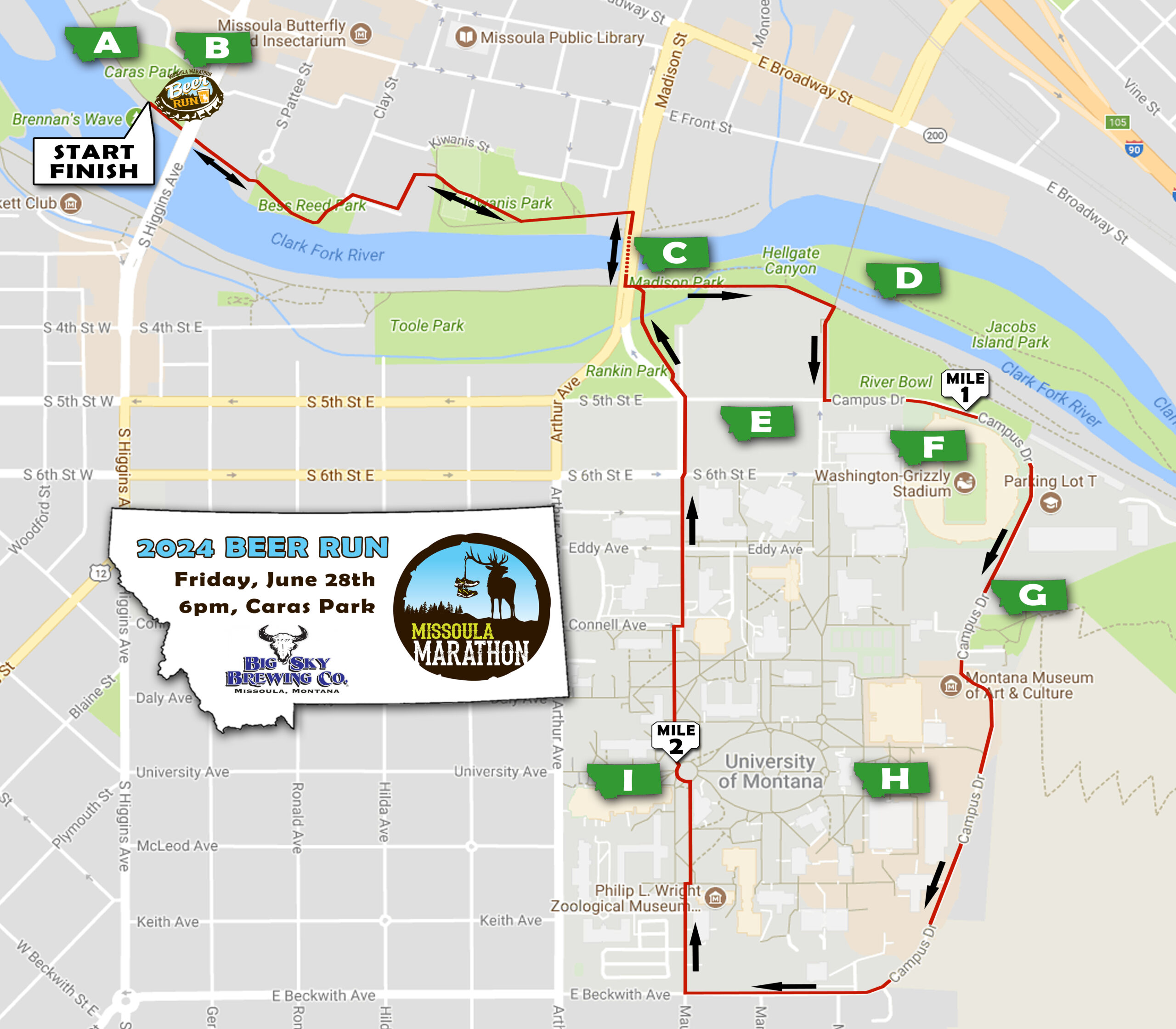 2024 Missoula Marathon Beer Run Map